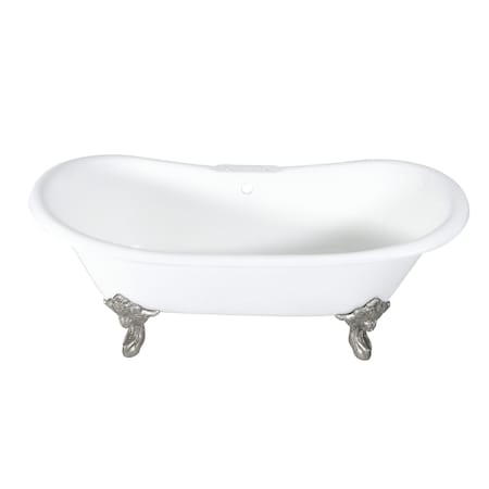 Aqua Eden Clawfoot Bathtubs, 71.63 L, 29.75 W, White/Brushed Nickel, Cast Iron VCT7DS7231NL8